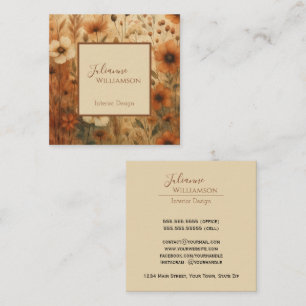 Elegante verbrannte Siena Boho-Chic-Wasserfarben-B Quadratische Visitenkarte