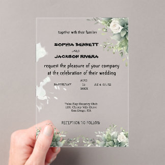 Élégante verdure Faire-part de mariage acrylique