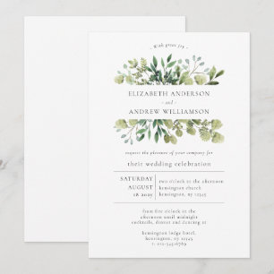 Élégante verdure Faire-part de mariage minimaliste