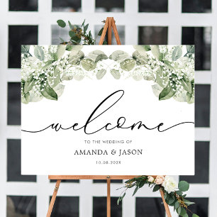Élégante verdure Foliage Mariage Affiche de bienve