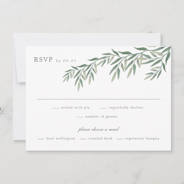 Elégante verdure Foliage Mariage Carte RSVP (Devant)