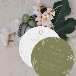 Élégante verdure   Menu de mariage rond moderne
