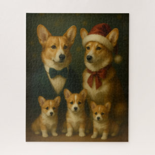 Elegante, verfeinerte, niedliche Corgi-Familien-We
