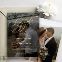 Elegante verlobte Gold-Foto-Engagierungspartei