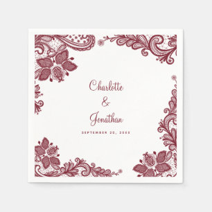 Elegante Verlobung Hochzeit Braut & Groom Rot Serviette