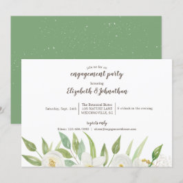 Elegante Verlobung Weiß und Grün Einladung
