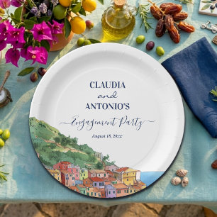 Elegante Verlobungsparty an der italienischen Rivi Pappteller