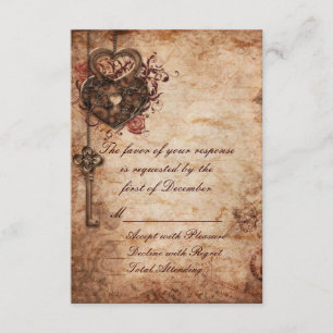 Elegante Verschluss und Schlüssel-Hochzeit UAWG RSVP Karte