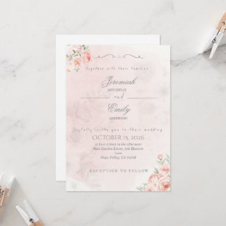 Elegante verstaubte Rose Boho niedliche Hochzeitse Einladung