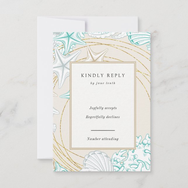 elegante vertikale RSVP-Karte am Meer RSVP Karte (Vorderseite)
