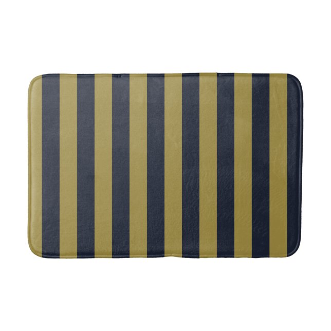 Elegante vertikale Streifen aus Gold und Navy Badematte (Vorderseite)