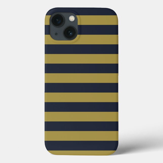 Elegante vertikale Streifen aus Gold und Navy Case-Mate iPhone Hülle (Rückseite)