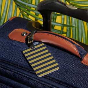 Elegante vertikale Streifen aus Gold und Navy Gepäckanhänger