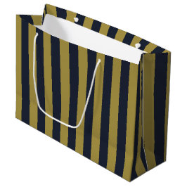Elegante vertikale Streifen aus Gold und Navy Große Geschenktüte