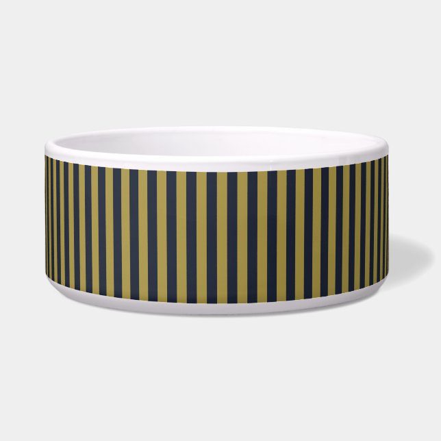 Elegante vertikale Streifen aus Gold und Navy Napf (Vorderseite)