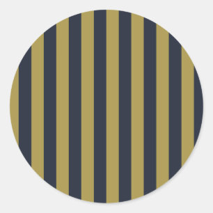 Elegante vertikale Streifen aus Gold und Navy Runder Aufkleber