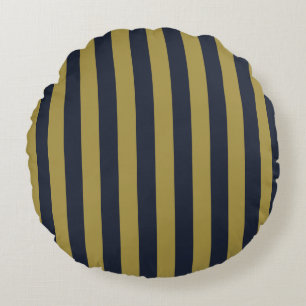 Elegante vertikale Streifen aus Gold und Navy Rundes Kissen