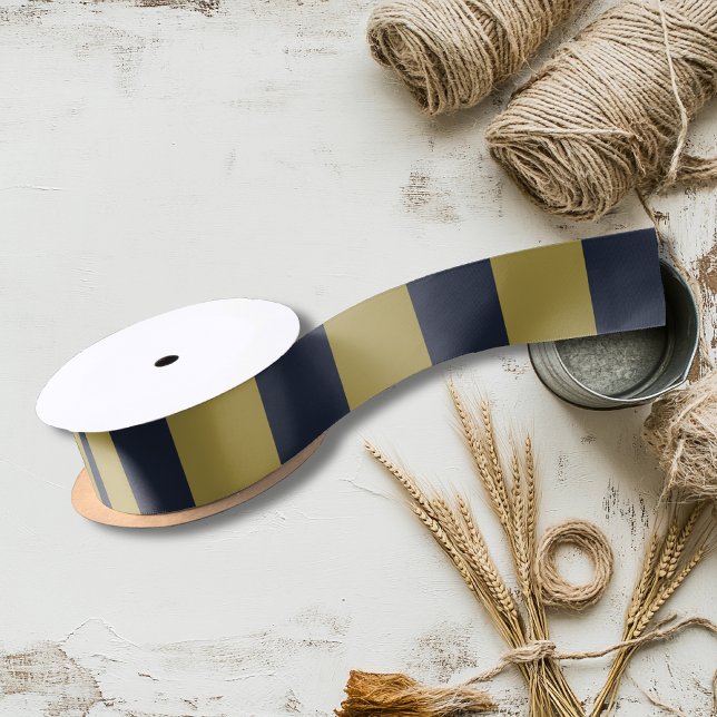 Elegante vertikale Streifen aus Gold und Navy Satinband (Von Creator hochgeladen)