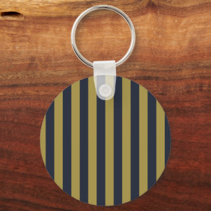 Elegante vertikale Streifen aus Gold und Navy Schlüsselanhänger