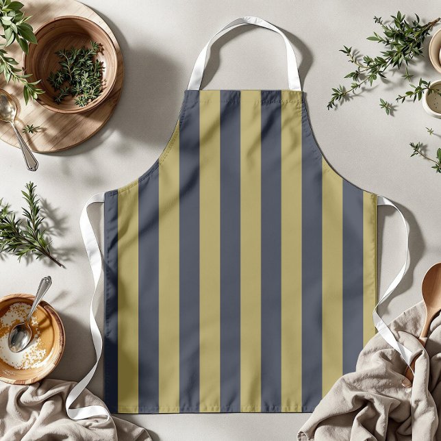 Elegante vertikale Streifen aus Gold und Navy Schürze (Von Creator hochgeladen)