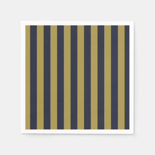 Elegante vertikale Streifen aus Gold und Navy Serviette (Vorderseite)