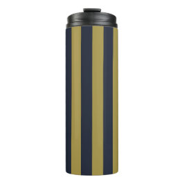 Elegante vertikale Streifen aus Gold und Navy Thermosbecher