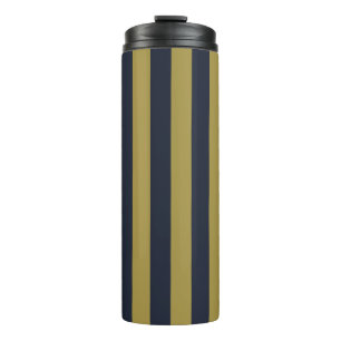 Elegante vertikale Streifen aus Gold und Navy Thermosbecher
