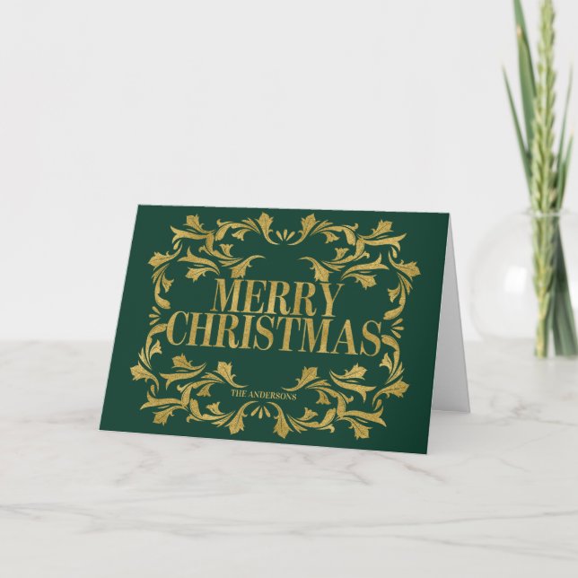 Elegante Verziert Gold Frohe Weihnachtskarte Feiertagskarte (Vorderseite)