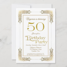 Elegante Verziert Gold Lace 50. Geburtstagsparty