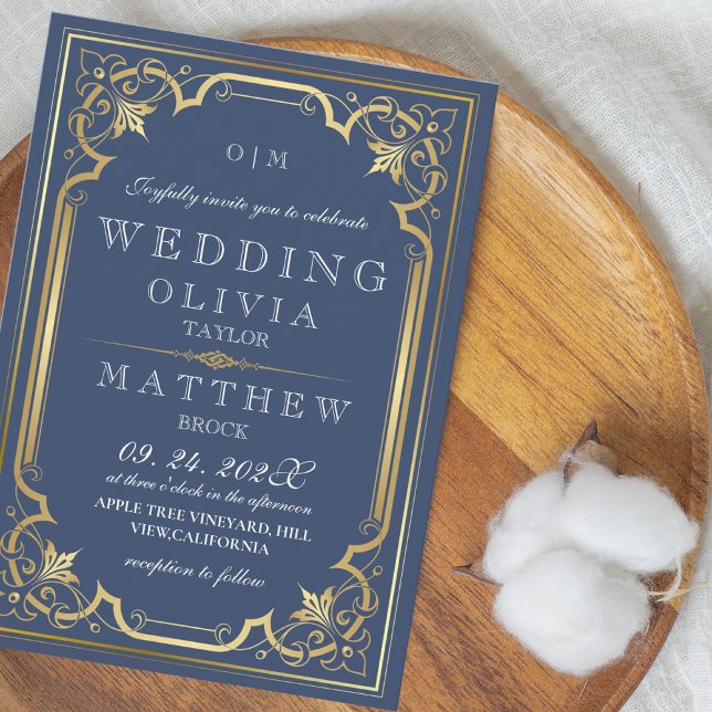 Elegante verziert romantische Vintage Goldhochzeit Einladung (Von Creator hochgeladen)