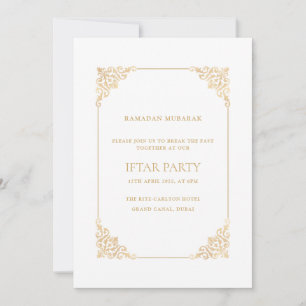 Elegante verzierte barocke Goldschrift-Iftar-Party Einladung