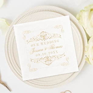 Elegante Verzierte Blüh Hochzeit Servietten Mit Folie