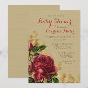 Elegante Verzierte Blumen-Chic-Babydusche Einladung