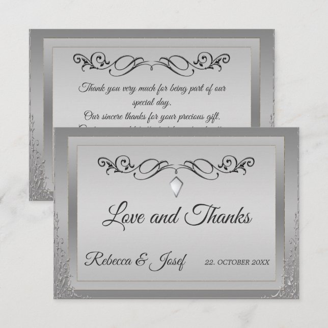 Elegante verzierte Ecke Dankeskarte (Vorne/Hinten)