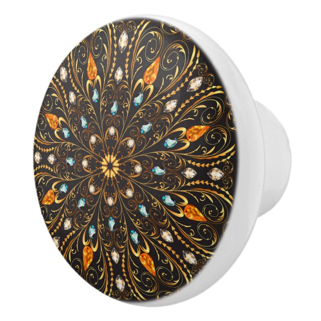 Elegante Verzierte Gold Cabinet Knobs Keramikknauf (Rechts)