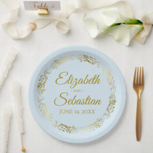 Elegante Verzierte Hochzeit an der Grenze Pappteller