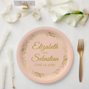 Elegante Verzierte Hochzeit an der Grenze Pappteller