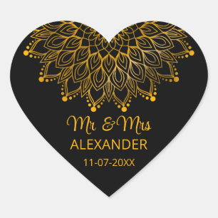 Elegante verzierte Hochzeit Herz-Aufkleber