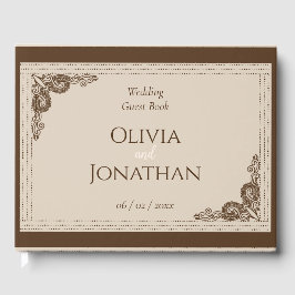 Elegante verzierte Hochzeit in Beige Gästebuch