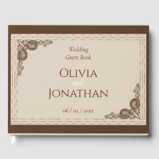 Elegante verzierte Hochzeit in Beige Gästebuch