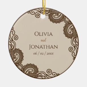 Elegante verzierte Hochzeit in Beige Keramik Ornament