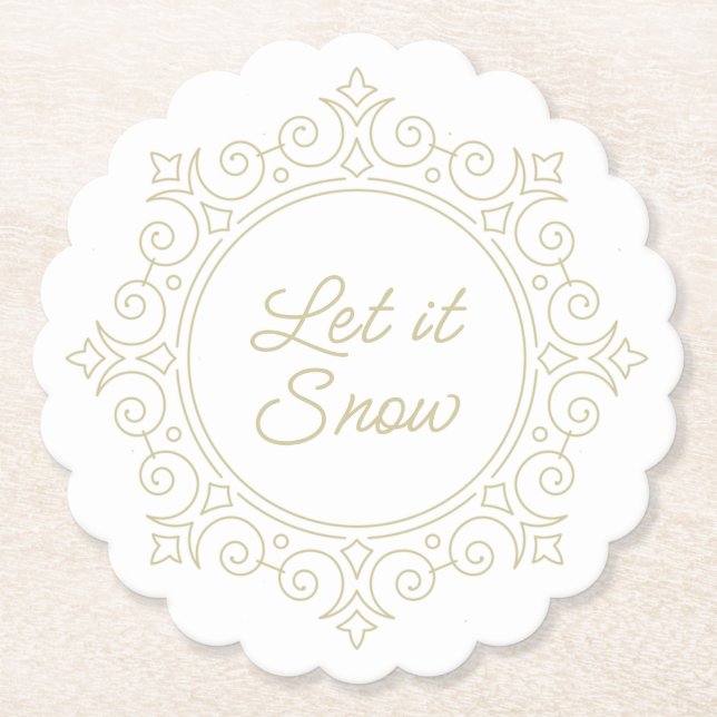 Elegante Verzierte Schneeflocke | Lass es schneien Untersetzer (Vorderseite)