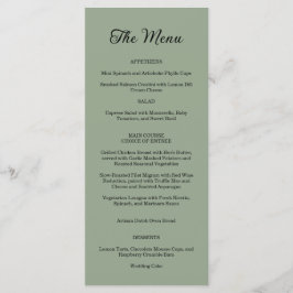 Elegante Verzierte Swirl Sage Green Floral Wedding Menükarte