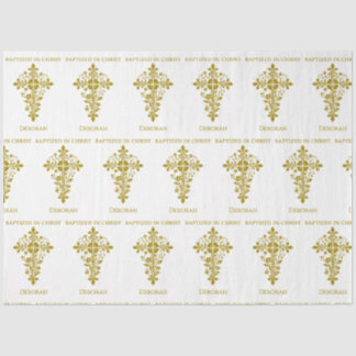 Elegante Verzierte Taufe Seidenpapier