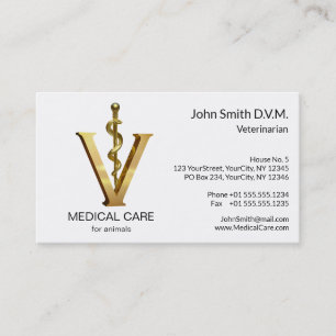 Elegante Veterinärmedizin Gold V Visitenkarte