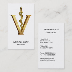 Elegante Veterinärmedizin Gold V Visitenkarte