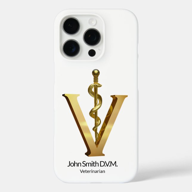 Elegante VeterinärmedizinVet Asclepius Gold V iPhone 16 Pro Hülle (Rückseite)