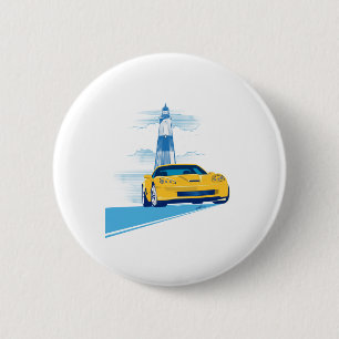ELEGANTE VETTE AUTOMOBILE ART BUTTON