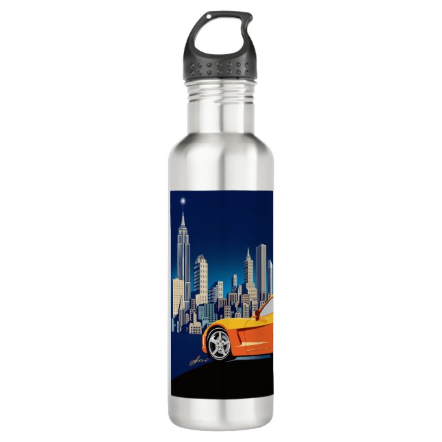 ELEGANTE VETTE AUTOMOBILE ART EDELSTAHLFLASCHE (Vorderseite)