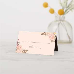 Elegante Victoria Blush Wasserfarbe Blumenzehen Platzkarte